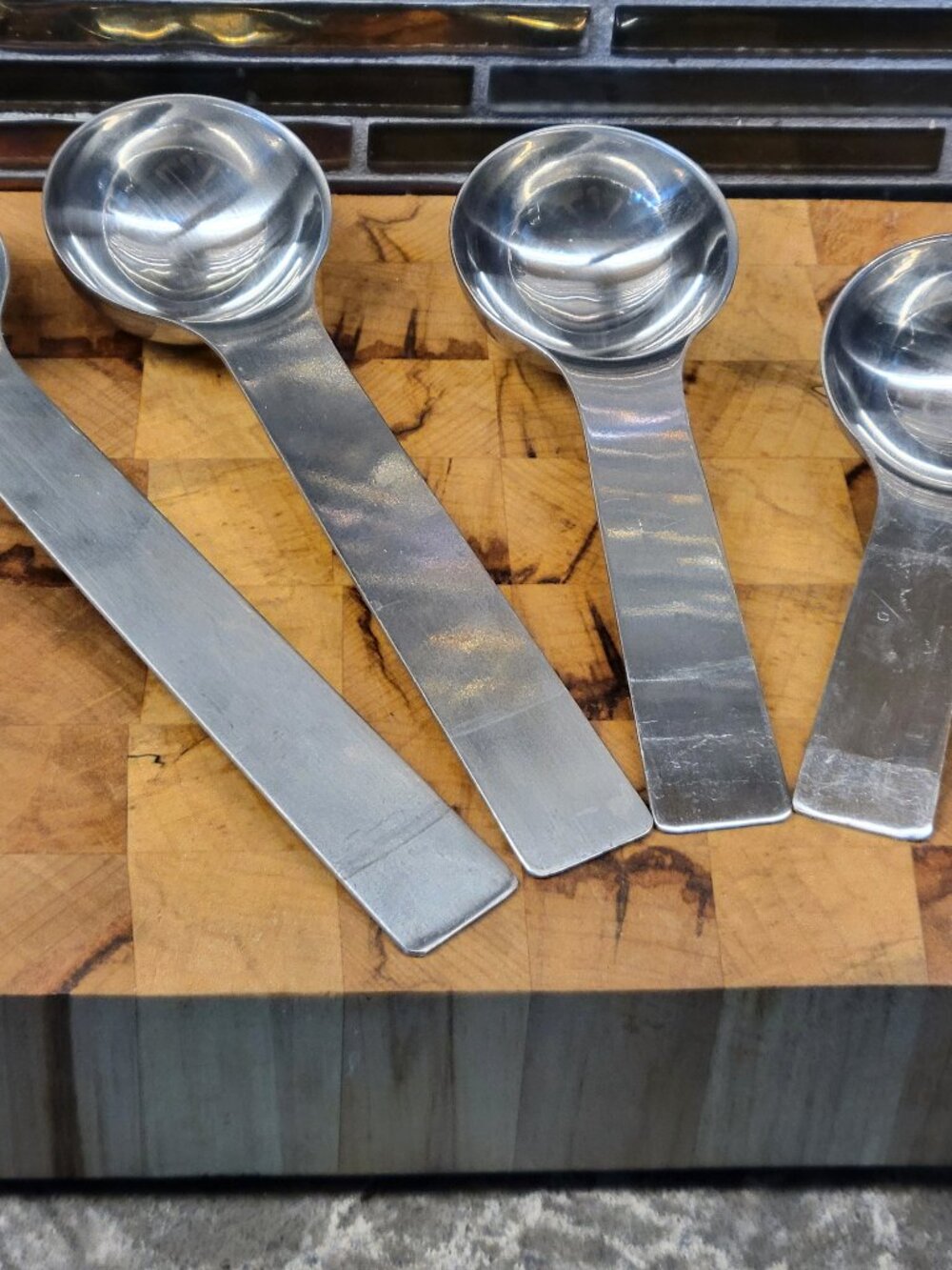 VINTAGE OGGI CANISTER SPOON SCOOP STAINLESS STEEL SET OF 4 REPLACEMENT SPOONS